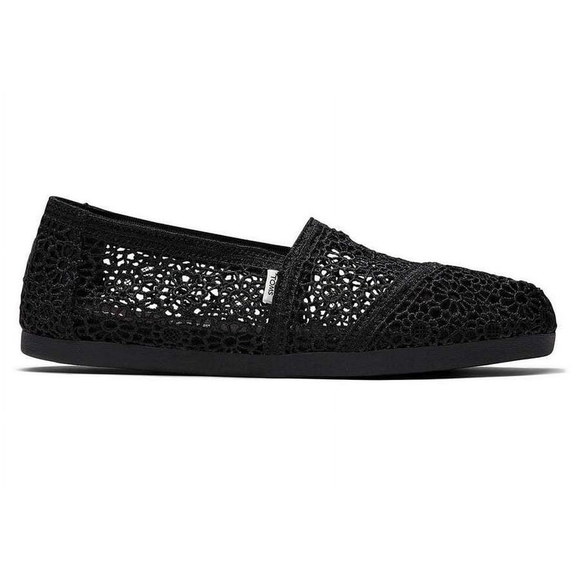 TOMS Women's Black Floral Crochet Flats - Picture 9 of 9